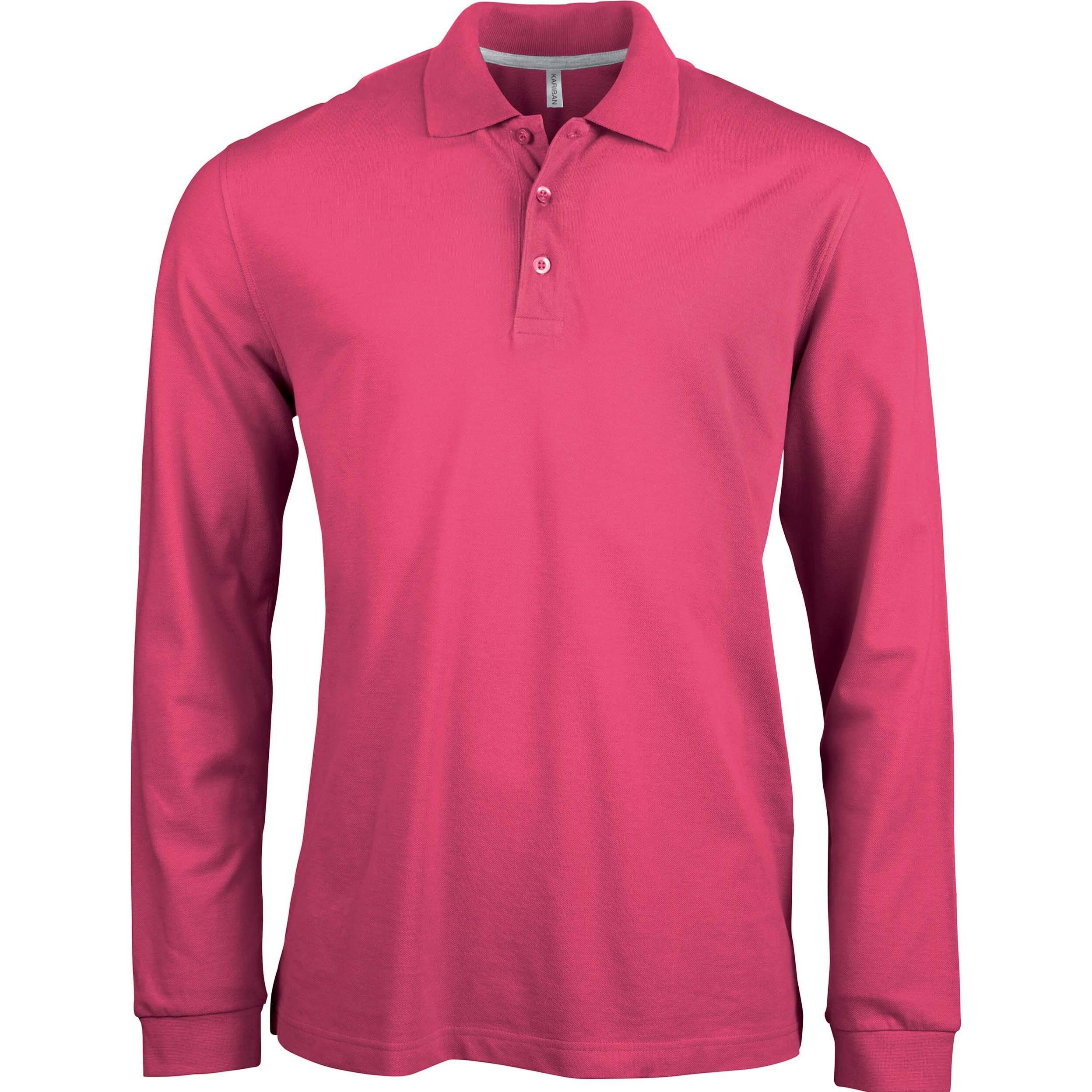 Kariban, Herren, Shirt, Langärmeliges Polo-Shirt, Rosa, (XL)