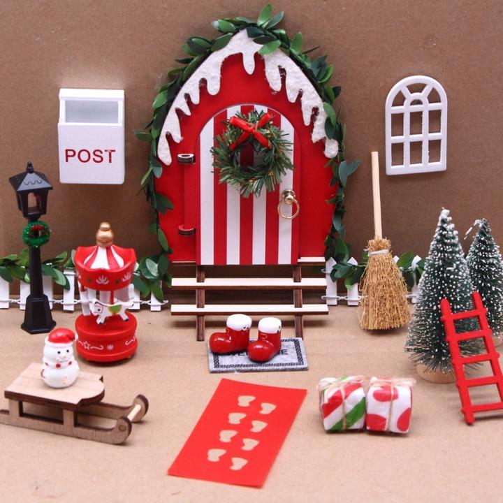 Produktbild Hermex 21-tlg. Wichteltür-Set Miniaturwelt Weihnachtsdeko Elfentür-Zubehör