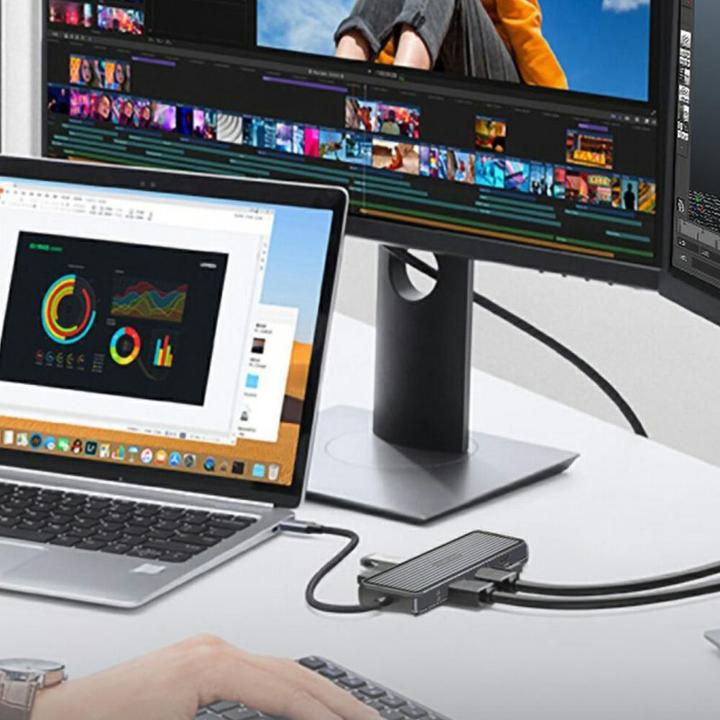 Produktbild 4smarts Dockingstation 6 in 1 Hub USB-C – HDMI/USB-A/DP/RJ-45/3.5mm (USB-C, 6 Ports)