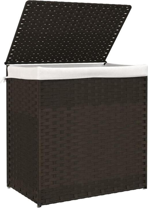 Image du produit vidaXL Panier à linge à 2 compartiments Marron foncé 53x35x57 cm Poly