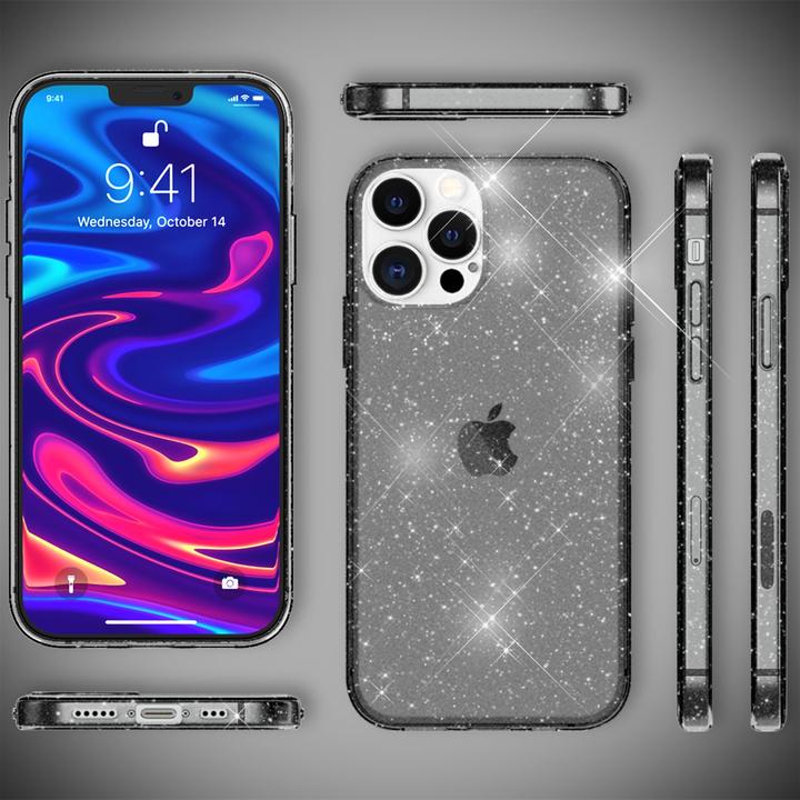 Actual product image Nalia Clear glitter silicone cover (Apple iPhone 13 Pro Max)