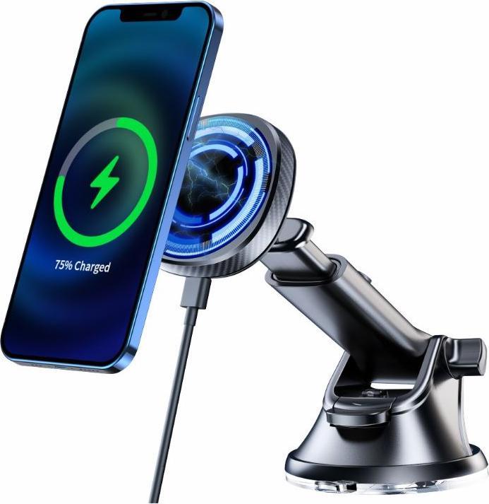 Produktbild Swissten MAGNETIC CAR HOLDER WITH Wireless CHARGER 15W DASHBOARD (MagSafe compatible) (15 W)