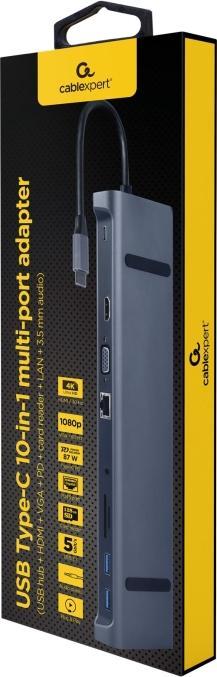 Produktbild Gembird USB Type C multi port adapter 10 (USB-C, 10 Ports)