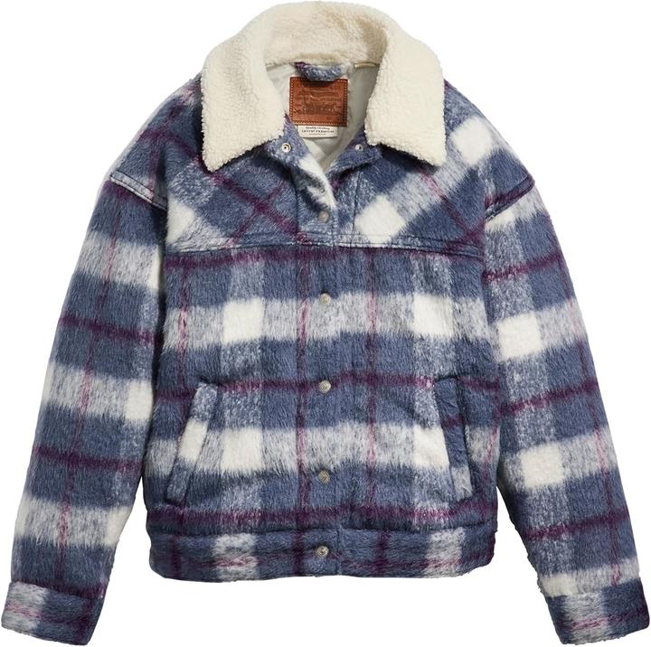 Levis 90s Cozy Sherpa Lined Trucker Selma Plaid Vintage (M)