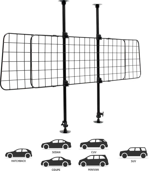 Immagine prodotto Wiltec Griglia per cani auto 118-128,5 cm griglia protettiva regolabile griglia di separazione per cani (Cane)