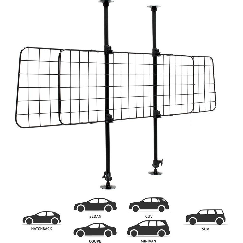 Thumbnail - Wiltec Hundegitter Auto 118-128,5cm Schutzgitter verstellbar Trenngitter Hund (Hund), Tiertransport