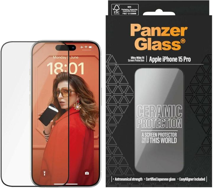 Immagine prodotto PanzerGlass Ultra-Wide Fit w. EasyAligner (1 pz., Apple iPhone 15 Pro)