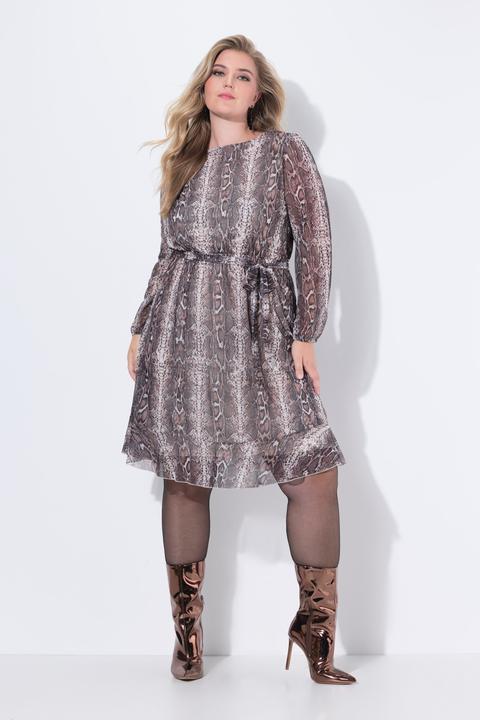 Produktbild Miamoda Meshkleid, A-Linie, Schlangenmuster, Jersey-Unterkleid (44)