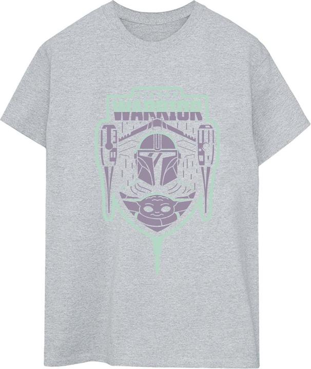 Actual product image Star Wars Womens/Ladies The Mandalorian Fierce Warrior Patch Cotton Boyfriend T-Shirt (XXL)