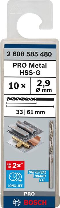 Actual product image Bosch Professional Zubehör PRO Metal HSS-G twist drill, 2.9 x 33 x 61 mm (2.9 mm)