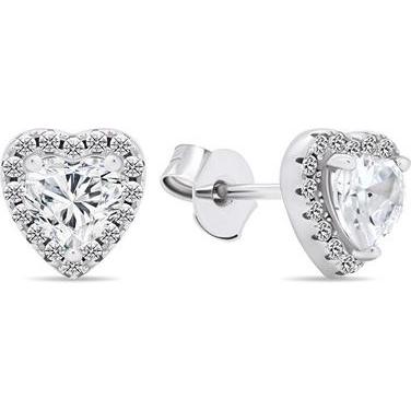 Brilio, Ohrringe, Silver - Romantic silver earrings with zircons Hearts EA574W