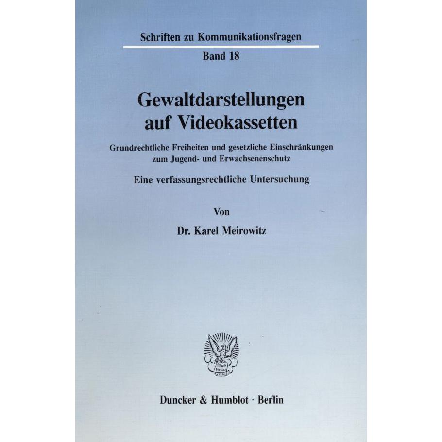 Gewaltdarstellungen auf Videokassetten., Fachbücher von Karel Meirowitz
