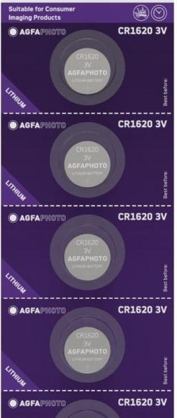Immagine prodotto AGFAPHOTO Pila a bottone CR 1620 Litio 3 V 5 pz. (5 pz., CR1620)