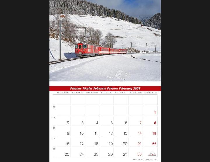 Produktbild Schweizer Eisenbahn 2026 (31.5 x 25 cm, Deutsch, Französisch, Italienisch, Englisch)