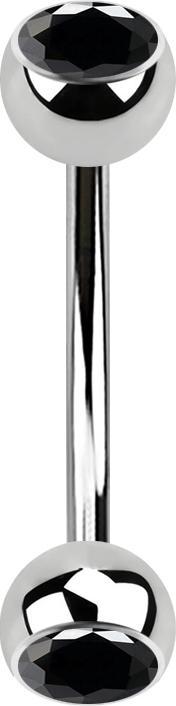 Produktbild Star Piercing Micro Banane silber mit zwei Kugeln Kristall schwarz (Chirurgenstahl 316L)