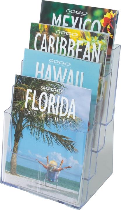 Image du produit Deflecto Porte-brochures, DIN A4 vertical, 4 compartiments, transparent (A4)