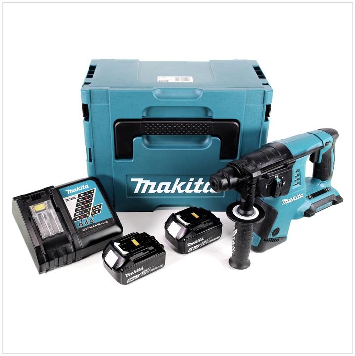 Actual product image Makita DHR 243 RMJ Cordless Brushless Rotary Hammer 2x 18 V / 36 V SDS-Plus Solo + 2x Batteries 4.0