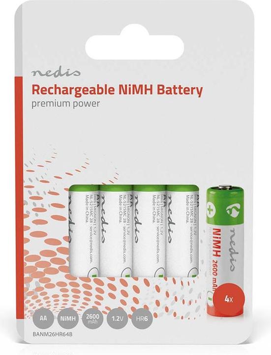 Image du produit Nedis Pile rechargeable AA NI-MH 1.2 V 2600 mAh 4 pièces (4 pcs, AA, 2600 mAh)