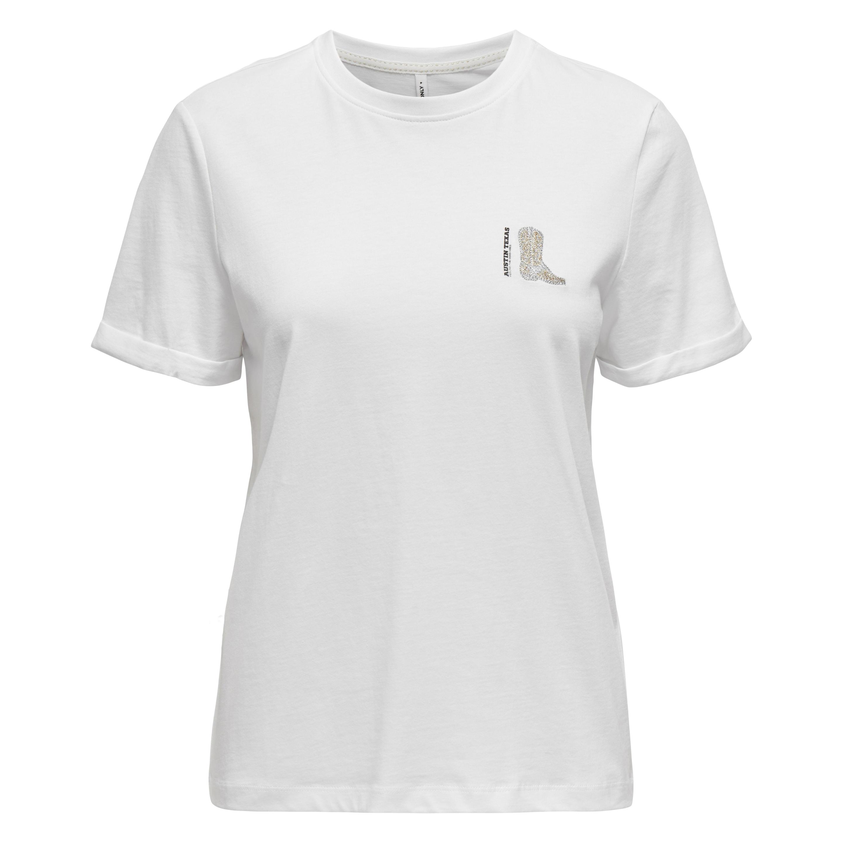 Only, Damen, Shirts, Onlwest Life Ss Tee Cs Jrs, Weiss, (L)