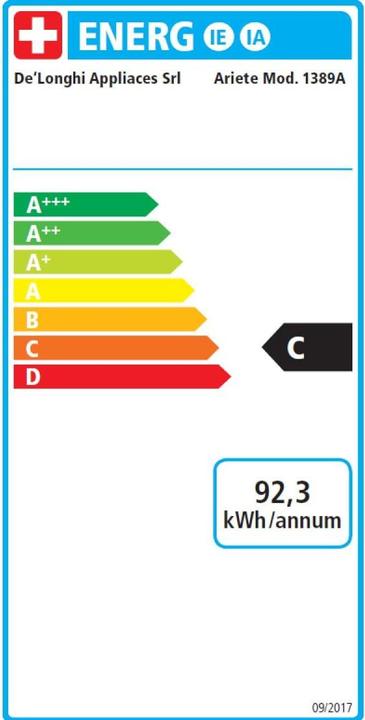 Etichetta energetica Ariete 1389 Vintage (Spina CH)
