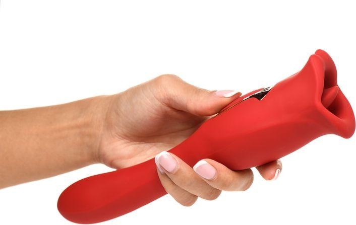 Image du produit XR Brands Lickgasm Baiser + Vibromasseur Baiser Double Face - Rouge