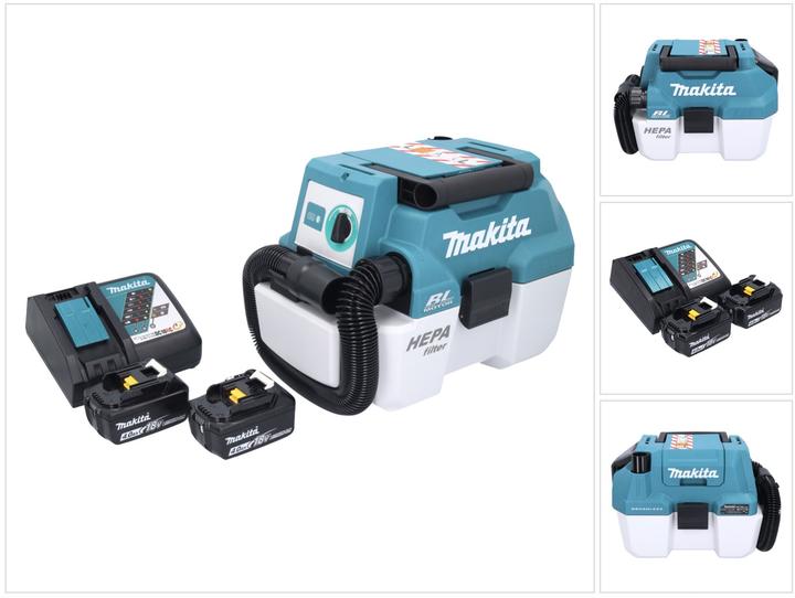 Produktbild Makita DVC 750 LRM Akku Staubsauger LXT 18 V 67 mbar 7,5 l Brushless + 2x Akku 4,0 Ah + Ladegerät (Nass-Trockensauger)