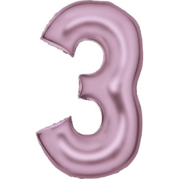 Amscan Metallic Folienballone pink Zahl 3