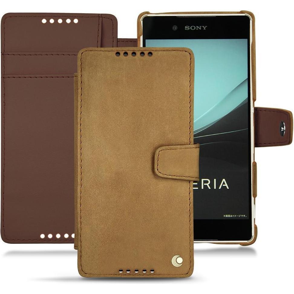 Noreve Lederschutzhülle Wallet (Sony Xperia Z4/ Z3+), Smartphone Hülle, Braun
