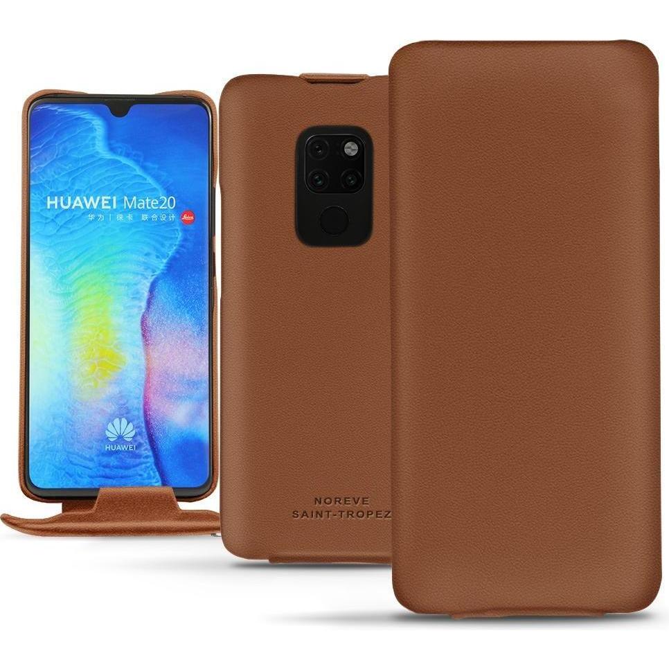 Noreve Lederschutzhülle vertikal (Huawei Mate 20), Smartphone Hülle, Braun