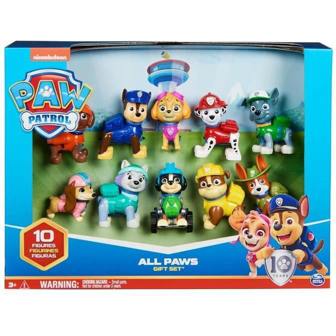 Paw Patrol Multicolore Set Regalo Da 10 Cuccioli Paw Action Pack