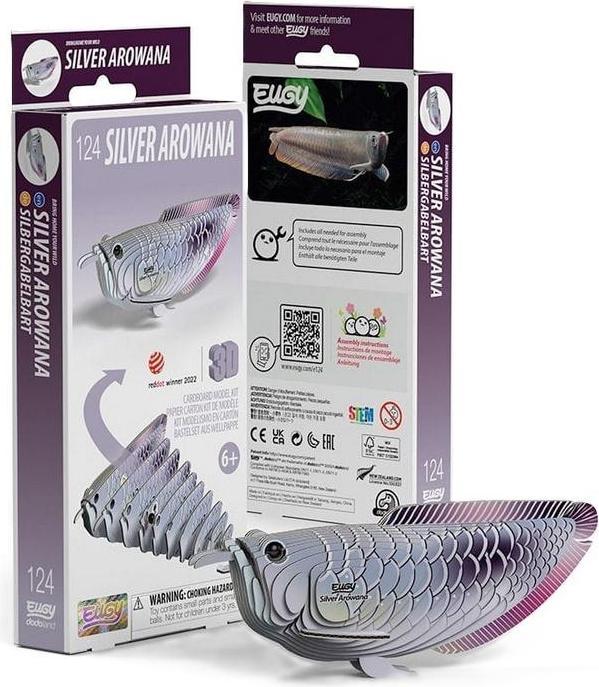Eugy Arowana Fisch Silber Öko Puzzle 3D (26 Teile)