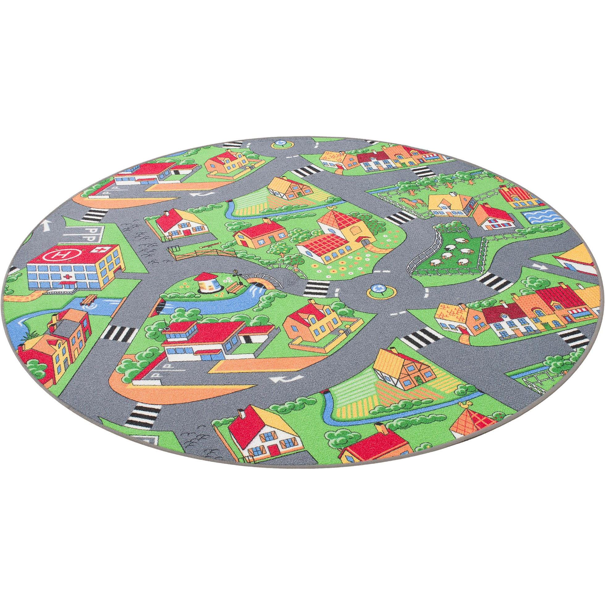 Snapstyle, Spielteppich + Spielmatte, Kinder Spiel Teppich Little Village Grün Rund (100 x 100 cm)