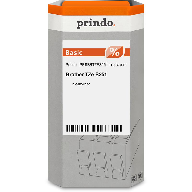 Prindo, Nastro di marcatura, Basic Ruban Noir sur blanc (PRSBBTZES251) (2.40 cm, Bianco, Nero)