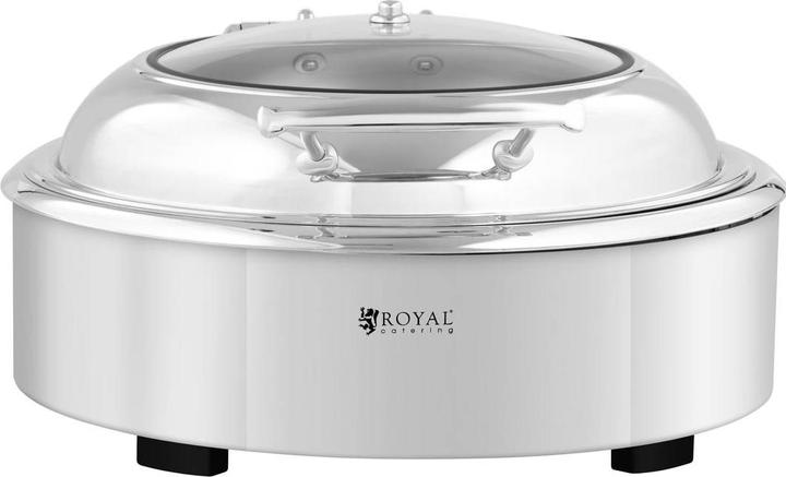 Actual product image Royal Catering Chafing Dish Warmhaltebehälter Rechaud rund mit Sichtfenster 5,5 L