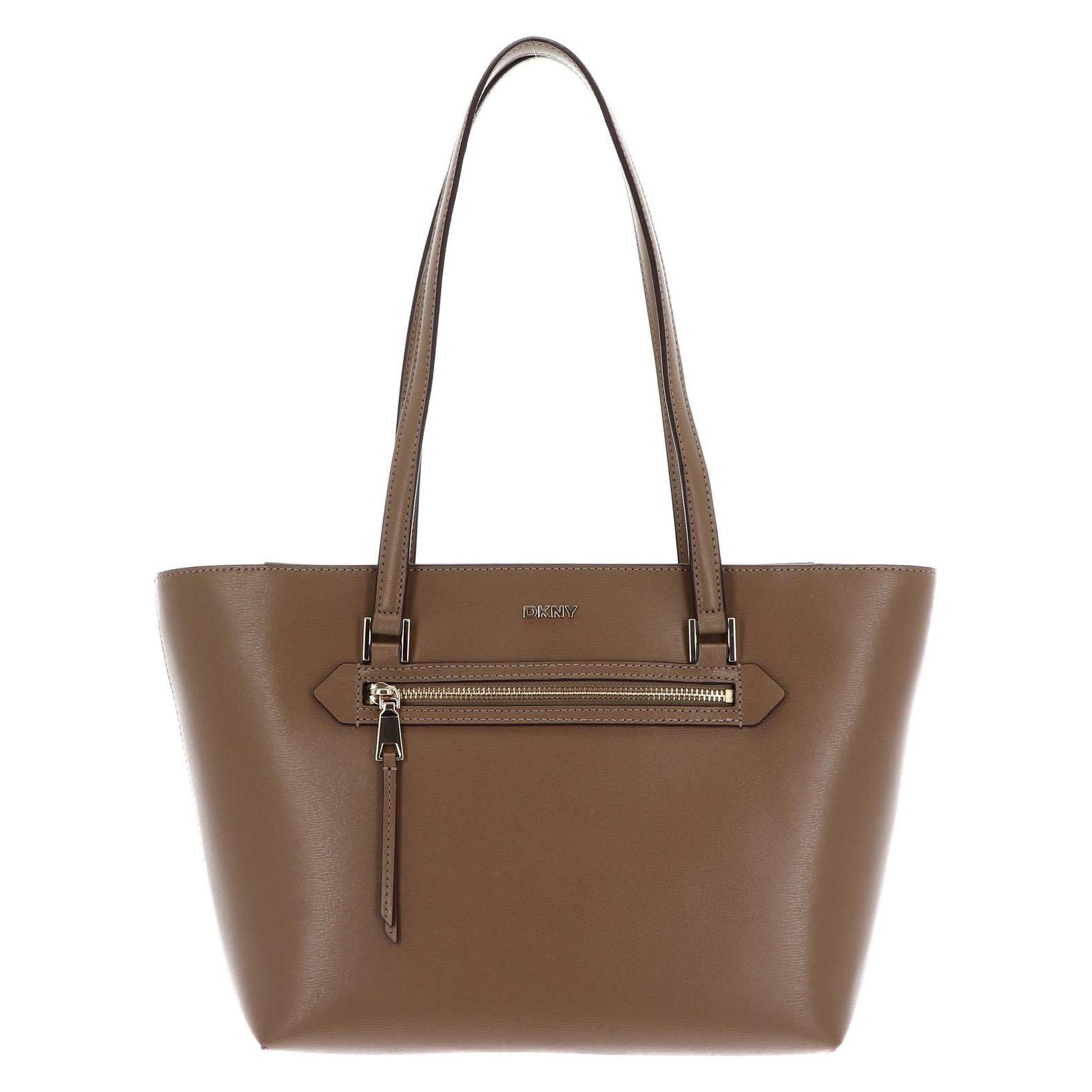 Dkny, Damen, Tasche, Leren Schoudertas Bryant Ave Tote Bag Shitake Lichtbruin, Braun