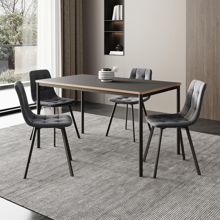 En.Casa Essgruppe Lindesberg 5-teilig Dunkelgrau (Panneau de bois MDF)