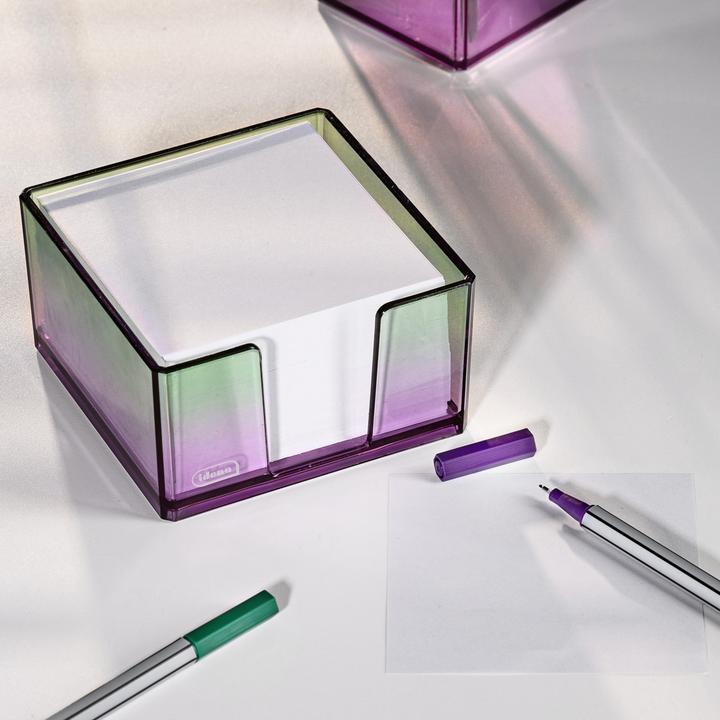 Actual product image Idena Zettelbox Bicolor Acryl 450 Blatt 80g/m² pink/grün 103x103x57mm (103 x 103 mm)