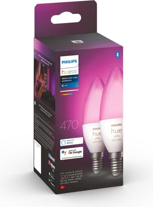 Actual product image Philips Hue White & Color BT (E14, 5.30 W, 470 lm, 2 x, G)