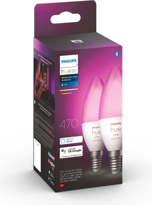 Immagine prodotto Philips Hue White & Color BT (E14, 5.30 W, 470 lm, 2 x, G)
