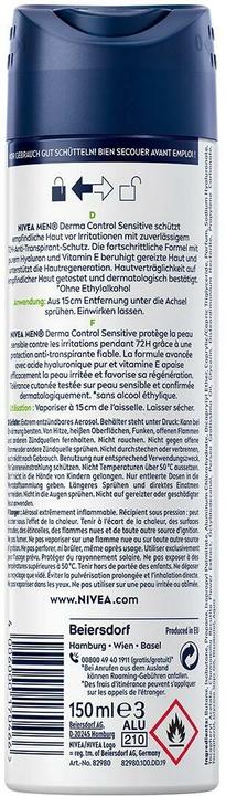 Produktbild NIVEA MEN Deo Derma Control Spray Sensitive, 150 ml (Spray, 150 ml)