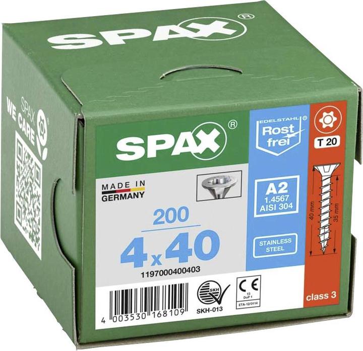 Actual product image Spax A2 Countersunk Multi-Head T-Star Plus T20 Fully Threaded (200 Screws per piece)