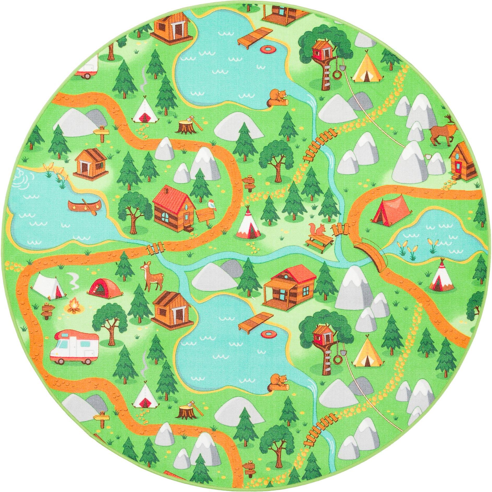 Thumbnail - Snapstyle, Spielteppich + Spielmatte, Kinder Spiel Teppich Campingplatz (160 x 160 cm)