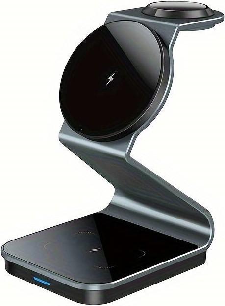 Produktbild PhoneLook Stylische Ladestation 3in1 magnetisch MagSafe aus mit kabellosen Fast Charging 15W (iPhone, AppleWat (15 W)