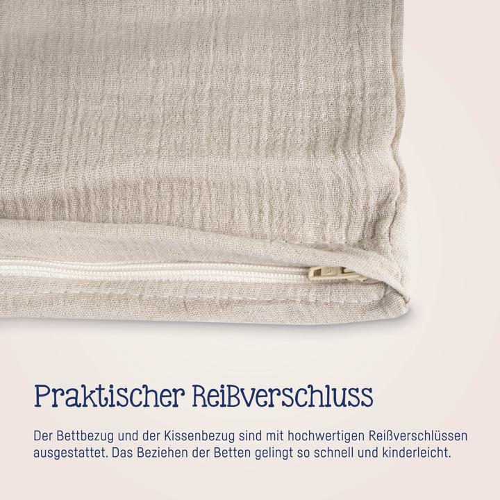 Productafbeelding Julius Zöllner Mousseline beddengoed, zand (80 x 80 cm, 35 x 40 cm)