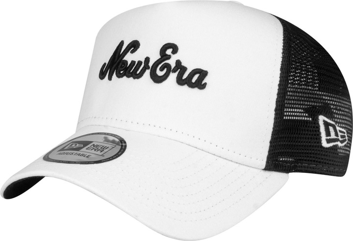 Actual product image New Era Adjustable Trucker Cap - Retro Brand Script White