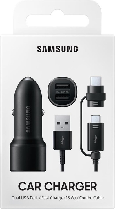 Immagine prodotto Samsung Caricatore rapido per auto doppio 2x 15W incl. cavo dati 2 in 1