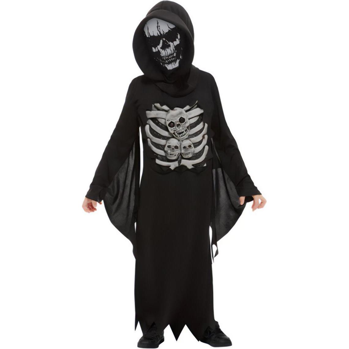 Smiffys Skelett-Sensenmann, Kinder, schwarz (116, 122, 128)