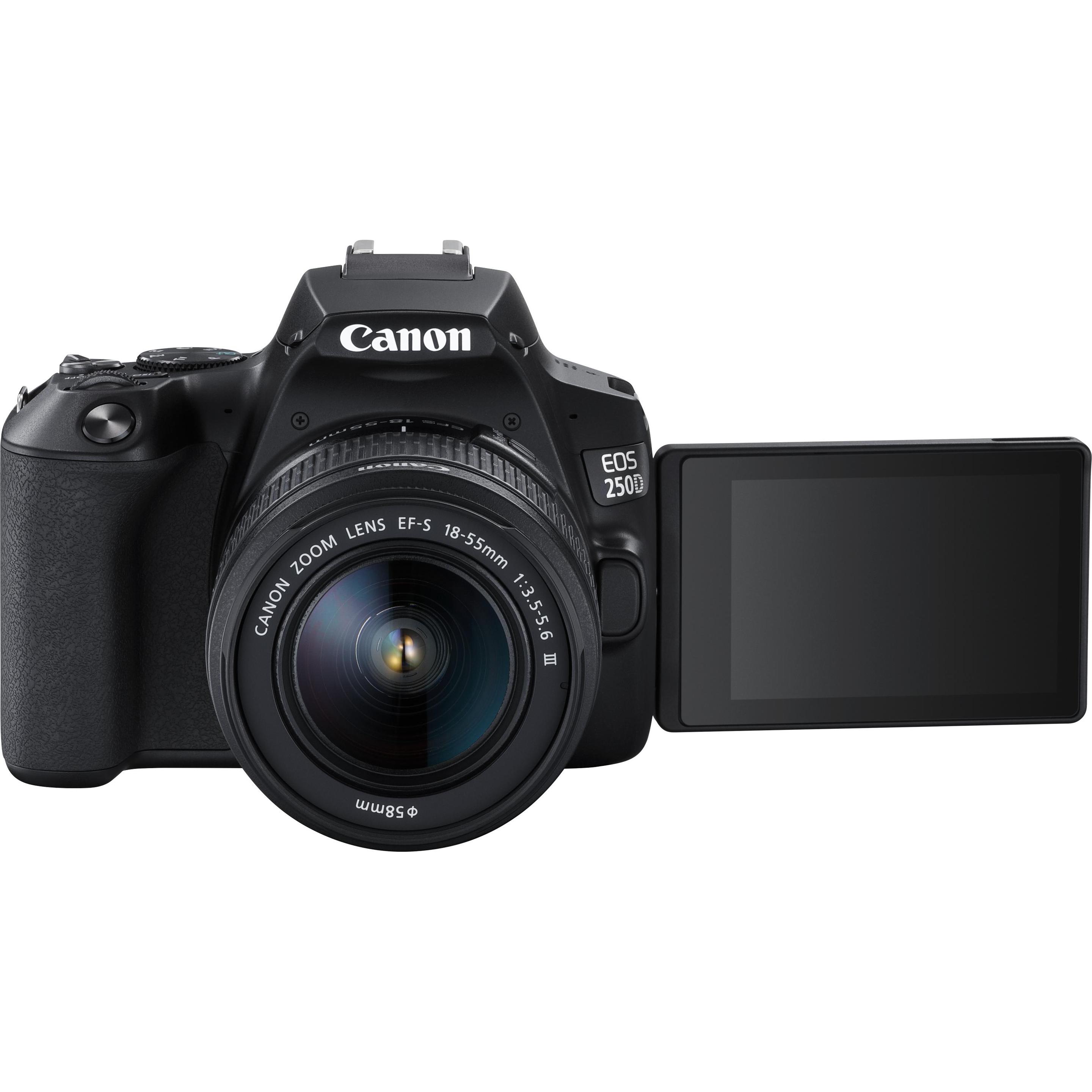 Canon Nero Eos 250D (18 - 55 Mm, 24.10 Mpx, Aps-C / Dx), Fotocamera,