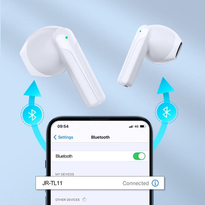 Produktbild Joyroom JR-TL11 Dual-Mic ENC True Wireless Earphones -White (DNC, 48 h, Kabellos)