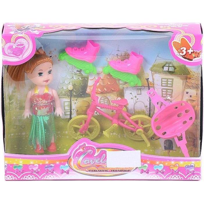 Adar Minipuppe mit Fahrrad und Rollschuhen